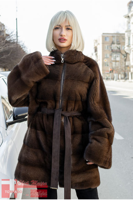 Шуба жіноча GTF C 2524 SCAN BROWN із натуральної коричневої норки