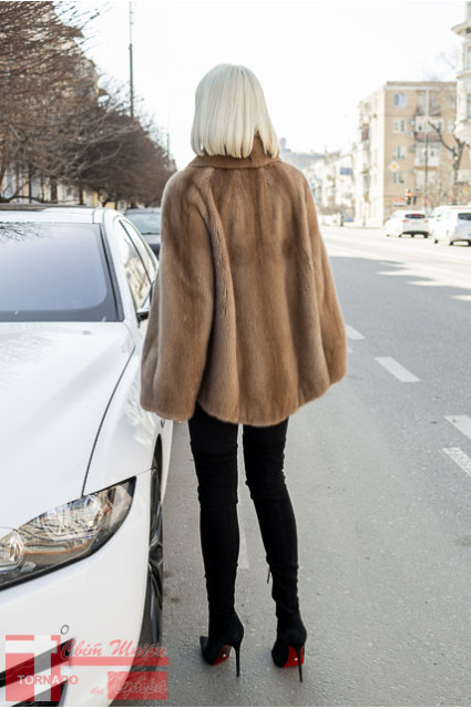 Шуба з шалевим коміром з норки кольору "Pastel" FD GTF 14