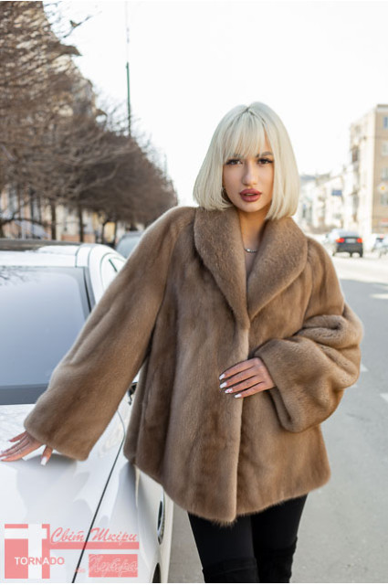 Шуба з шалевим коміром з норки кольору "Pastel" FD GTF 14