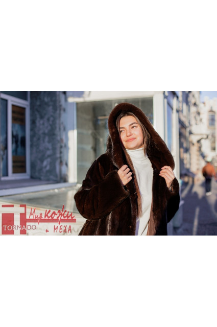 Шубка  из норки цвета « махагон»Gtf 790