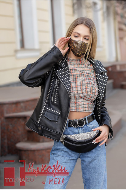Сания 2 - куртка косая с камнями Сваровски, акция!