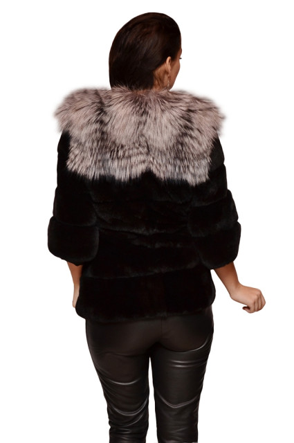 Шубка із хутра рекс чорного кольору glp-5140