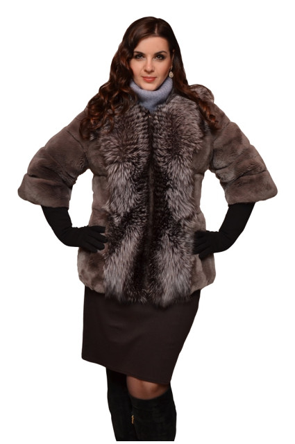 Шубка з хутра рекс із замшевими вставками sarci-2836
