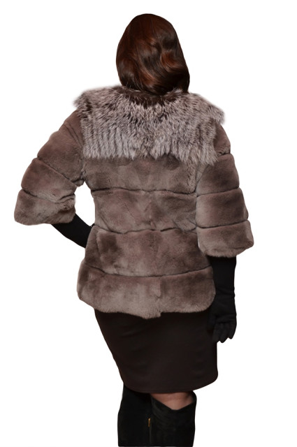 Шубка з хутра рекс із замшевими вставками sarci-2836