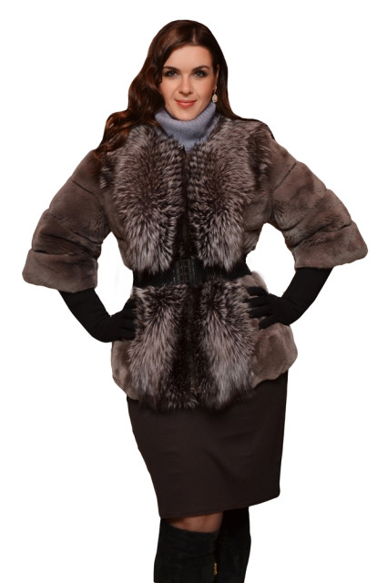 Шубка з хутра рекс із замшевими вставками sarci-2836