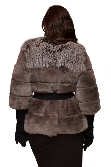 Шубка з хутра рекс із замшевими вставками sarci-2836