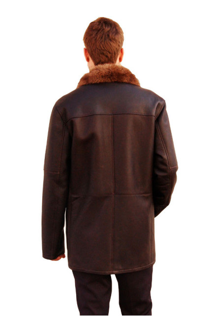 Чоловіча дублянка з коміром зі шкурок вовка (шакала) glp-1058