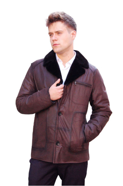Коричневая мужская дубленка glp-1162