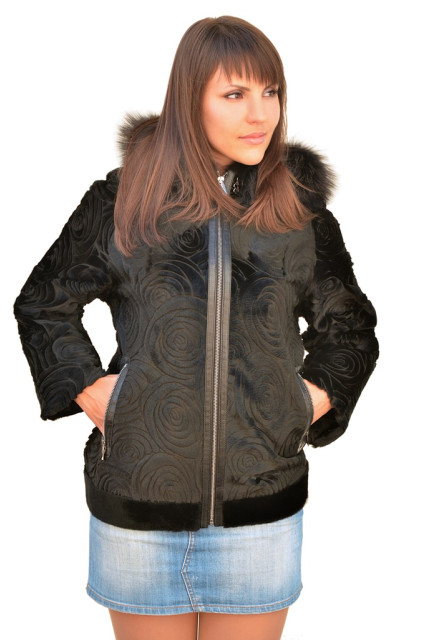 Жіноча шуба з хутра кенгуру з капюшоном glp-roza продана (замовлення)