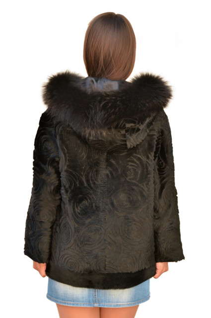 Жіноча шуба з хутра кенгуру з капюшоном glp-roza продана (замовлення)