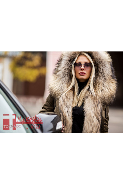 Парка на меху хаки цвет 9714 А-01
