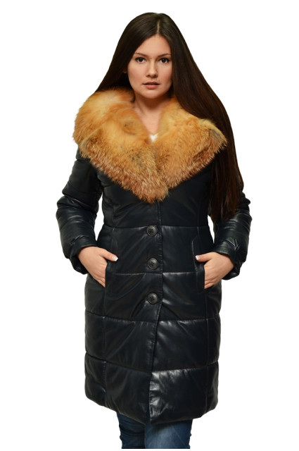 Кожаный пуховик glp-5038