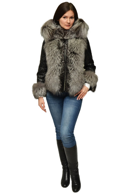 Шкіряна куртка з капюшоном та  з відстібними рукавами Glp Fox and zig