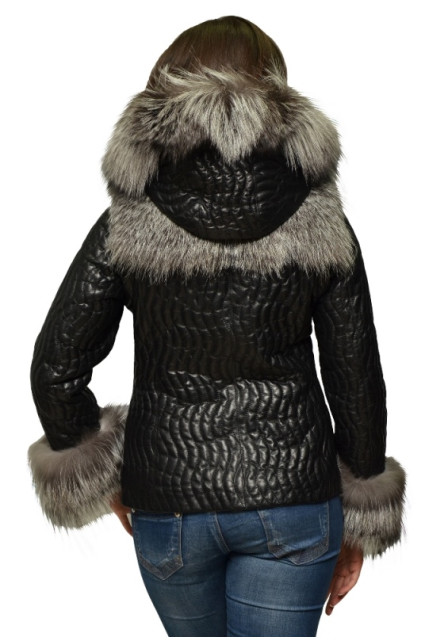 Шкіряна куртка з капюшоном та  з відстібними рукавами Glp Fox and zig