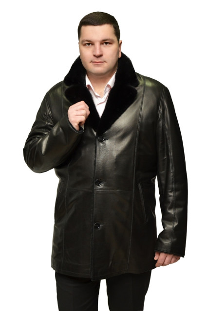Мужская дубленка с норковым воротником glp-1040,Акция!