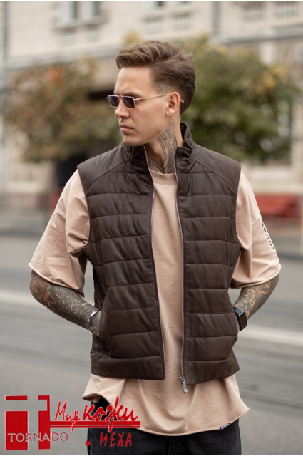 Коричнева жилетка зі шкіри Glp 22 Ted 1