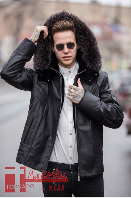 Дубленка с капюшоном Glp 1208