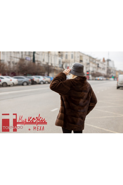 Шуба коричнева натуральна норка GTF C2524 цвет:BROWN