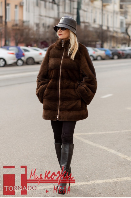 Шуба коричнева натуральна норка GTF C2524 цвет:BROWN