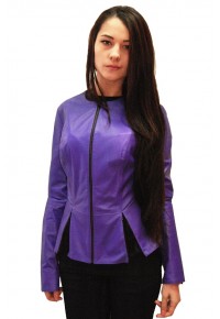 Фиолетовая кожаная куртка trn-10068