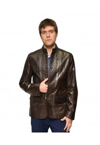 Коричневая мужская кожаная куртка Кроко glp-1312